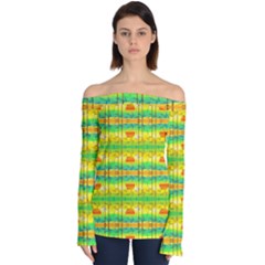 Birds Beach Sun Abstract Pattern Off Shoulder Long Sleeve Top