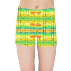 Birds Beach Sun Abstract Pattern Kids  Sports Shorts by HermanTelo