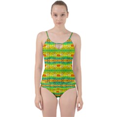 Birds Beach Sun Abstract Pattern Cut Out Top Tankini Set by HermanTelo