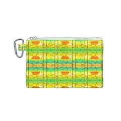 Birds Beach Sun Abstract Pattern Canvas Cosmetic Bag (small)