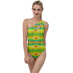 Birds Beach Sun Abstract Pattern To One Side Swimsuit