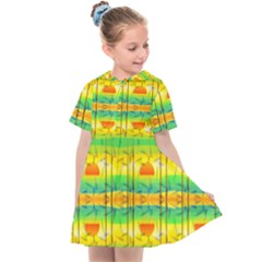 Birds Beach Sun Abstract Pattern Kids  Sailor Dress