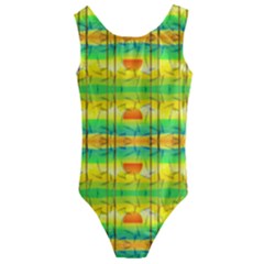 Birds Beach Sun Abstract Pattern Kids  Cut-out Back One Piece Swimsuit by HermanTelo