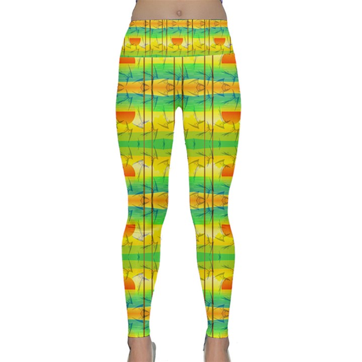 Birds Beach Sun Abstract Pattern Lightweight Velour Classic Yoga Leggings