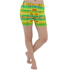 Birds Beach Sun Abstract Pattern Lightweight Velour Yoga Shorts by HermanTelo