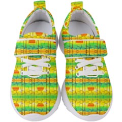 Birds Beach Sun Abstract Pattern Kids  Velcro Strap Shoes