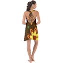 Floral Hearts Brown Green Retro Show Some Back Chiffon Dress View2