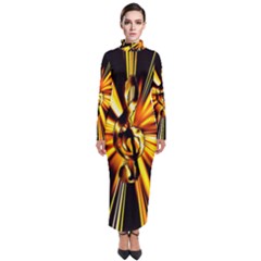 Clef Golden Music Turtleneck Maxi Dress