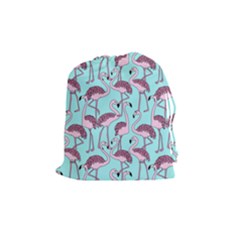 Flemish Rosa Birds Nature Fauna Flamenco Drawstring Pouch (medium)