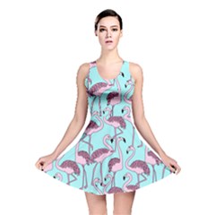 Flemish Rosa Birds Nature Fauna Flamenco Reversible Skater Dress