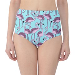 Flemish Rosa Birds Nature Fauna Flamenco Classic High-waist Bikini Bottoms