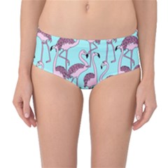 Flemish Rosa Birds Nature Fauna Flamenco Mid-waist Bikini Bottoms