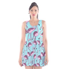 Flemish Rosa Birds Nature Fauna Flamenco Scoop Neck Skater Dress