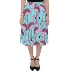 Flemish Rosa Birds Nature Fauna Flamenco Classic Midi Skirt by HermanTelo