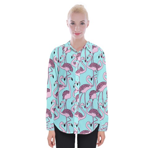 Flemish Rosa Birds Nature Fauna Flamenco Womens Long Sleeve Shirt by HermanTelo