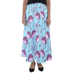 Flemish Rosa Birds Nature Fauna Flamenco Flared Maxi Skirt by HermanTelo