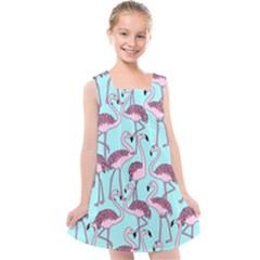 Flemish Rosa Birds Nature Fauna Flamenco Kids  Cross Back Dress