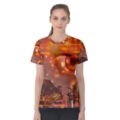 Eye Butterfly Evening Sky Women s Cotton Tee