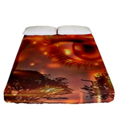 Eye Butterfly Evening Sky Fitted Sheet (queen Size)