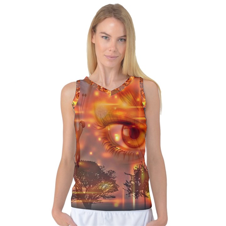 Eye Butterfly Evening Sky Women s Basketball Tank Top