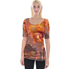 Eye Butterfly Evening Sky Wide Neckline Tee