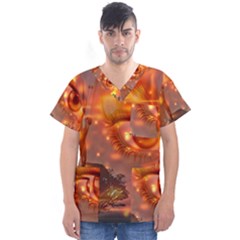 Eye Butterfly Evening Sky Men s V-neck Scrub Top