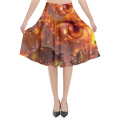 Eye Butterfly Evening Sky Flared Midi Skirt by HermanTelo