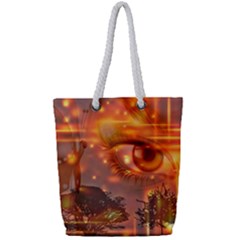 Eye Butterfly Evening Sky Full Print Rope Handle Tote (small)