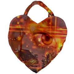 Eye Butterfly Evening Sky Giant Heart Shaped Tote by HermanTelo