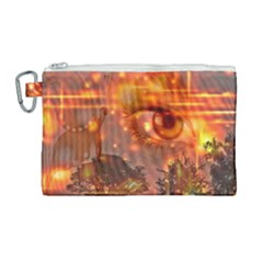 Eye Butterfly Evening Sky Canvas Cosmetic Bag (large)