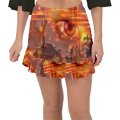 Eye Butterfly Evening Sky Fishtail Mini Chiffon Skirt by HermanTelo