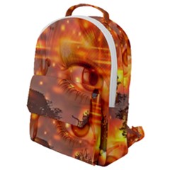 Eye Butterfly Evening Sky Flap Pocket Backpack (small)