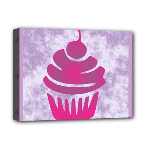 Cupcake Food Purple Dessert Baked Deluxe Canvas 16  X 12  (stretched)  by HermanTelo