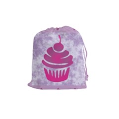 Cupcake Food Purple Dessert Baked Drawstring Pouch (medium)