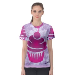 Cupcake Food Purple Dessert Baked Women s Sport Mesh Tee