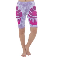 Cupcake Food Purple Dessert Baked Cropped Leggings 