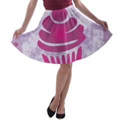 Cupcake Food Purple Dessert Baked A-line Skater Skirt