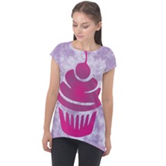 Cupcake Food Purple Dessert Baked Cap Sleeve High Low Top by HermanTelo