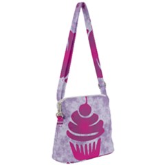 Cupcake Food Purple Dessert Baked Zipper Messenger Bag by HermanTelo