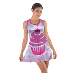 Cupcake Food Purple Dessert Baked Cotton Racerback Dress by HermanTelo