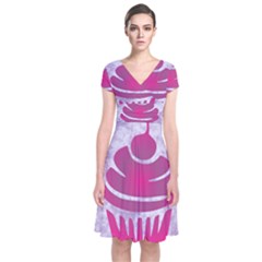 Cupcake Food Purple Dessert Baked Short Sleeve Front Wrap Dress