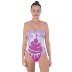 Cupcake Food Purple Dessert Baked Tie Back One Piece Swimsuit