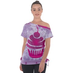 Cupcake Food Purple Dessert Baked Tie-up Tee