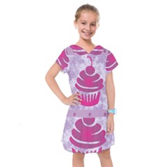 Cupcake Food Purple Dessert Baked Kids  Drop Waist Dress