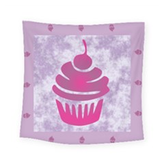 Cupcake Food Purple Dessert Baked Square Tapestry (small) by HermanTelo