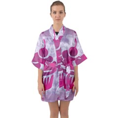 Cupcake Food Purple Dessert Baked Quarter Sleeve Kimono Robe by HermanTelo