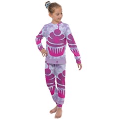 Cupcake Food Purple Dessert Baked Kids  Long Sleeve Set  by HermanTelo