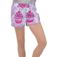 Cupcake Food Purple Dessert Baked Women s Velour Lounge Shorts by HermanTelo