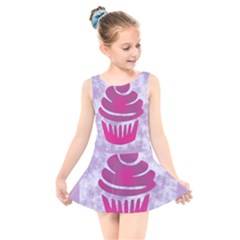 Cupcake Food Purple Dessert Baked Kids  Skater Dress Swimsuit