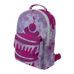 Cupcake Food Purple Dessert Baked Flap Pocket Backpack (large)